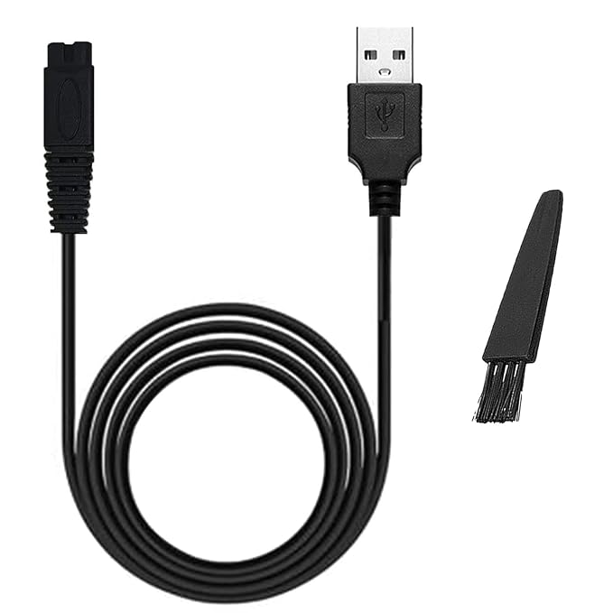 LinMei USB Shaver Charger Compatible with Microtouch Solo Men's Rechargeable Full Body Hair Trimmer Original Replacement 31.5 in Solo Charger Cord with Cleaning Brush