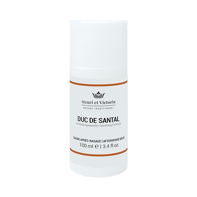 HENRI ET VICTORIA Aftershave for Men | Duc de Santal Chic and Subtle Scent | Canadian Made by Skilled Artisan | After Shave Balm Prevent and Cure Razor Burns | 100 ml (3.4 oz)