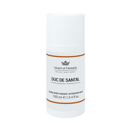HENRI ET VICTORIA Aftershave for Men | Duc de Santal Chic and Subtle Scent | Canadian Made by Skilled Artisan | After Shave Balm Prevent and Cure Razor Burns | 100 ml (3.4 oz)