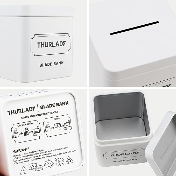 Razor Blade Disposal Container, Matte White, Large Capacity, Holds Over 500 Blades, Safe & Recyclable