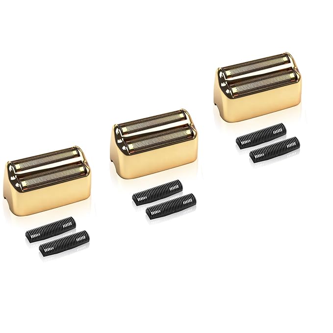 3 Pack Shaver Replacement Foil and Cutters Compatible with BaBylissPRO Double FXFS2 Metal Shaver foil Replacement (Golden 3 Pack)