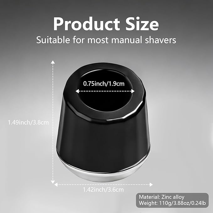 ERAVOR Men's Shaving Razor Stand, Zinc Alloy, Safety Razor Holder Base, Opening Dia 0.75" (1.9cm), Razor Holder for Men (Black)