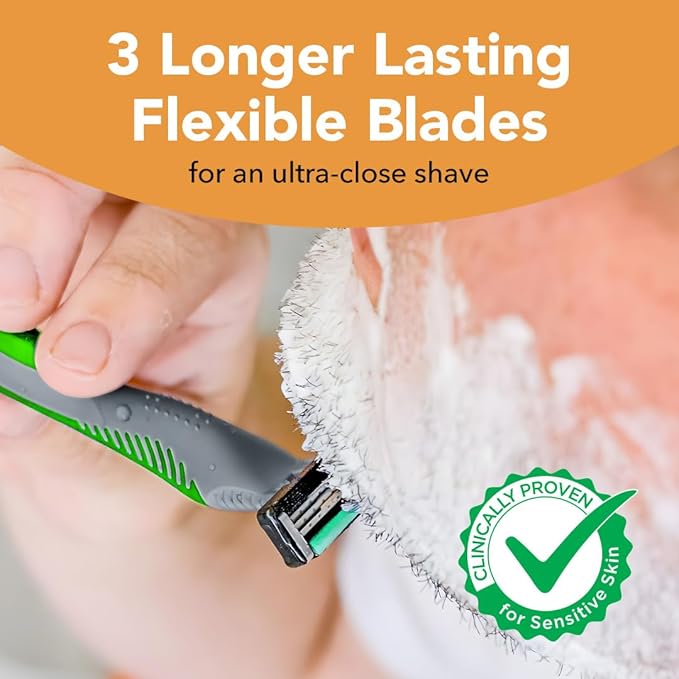 BIC Flex 3 Sensitive Disposable Razors for Men, Great Razors For a Smooth and Comfortable Shave, Shaving Razors With 3 Blades, 3 Count
