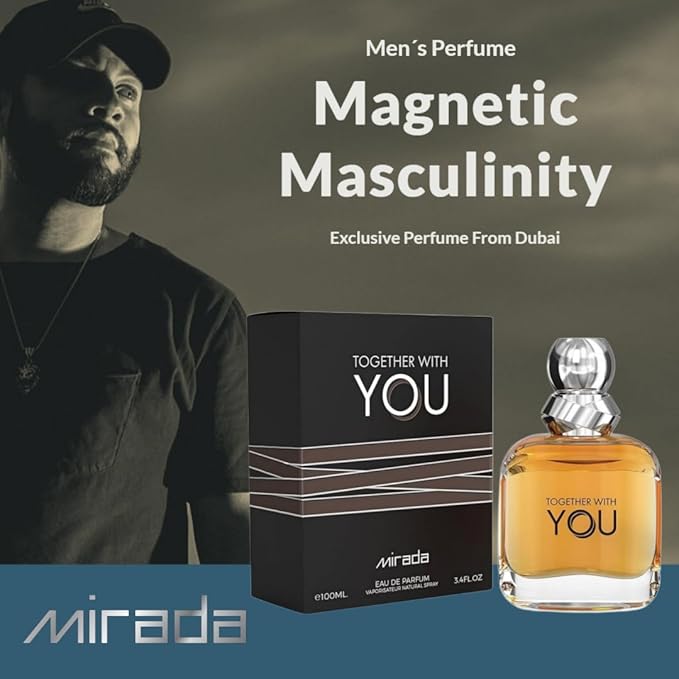 MIRADA Together With You, Men's Eau de Parfum (EDP) 3.4 FL. Oz (100ml), Men’s Perfume with Notes of Melon, Pink Pepper, Violet, Mint, Cardamom, Pineapple, Cinnamon, Sage, Lavender, Vanilla, Chestnut