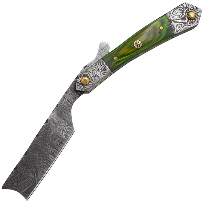 Straight Razor | Straight-Edge-Razor Sharp High-Hardness Real Damascus Steel Cutthroat Straight Edge-Blade | Barber Razor
