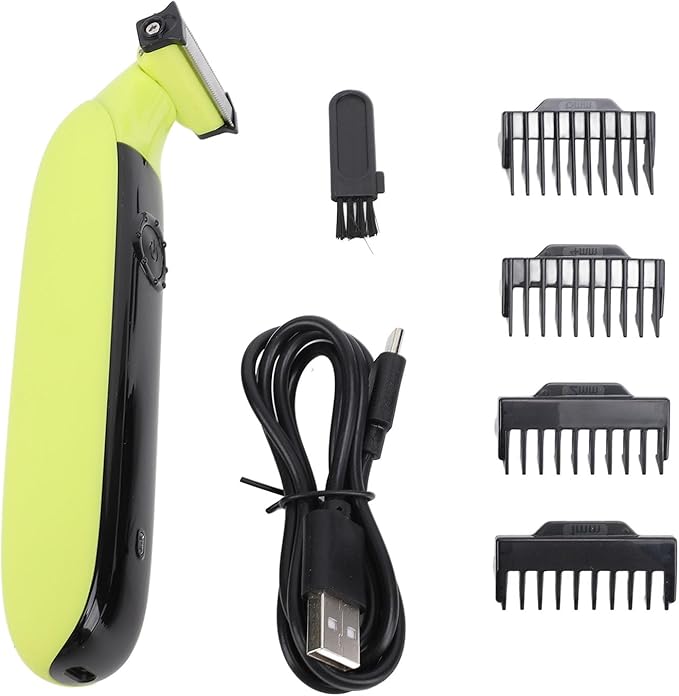 Electric Body Hair Trimmer, Men Grooming Kit with 4 Guard Combs, Non Slip Handle, Great Control in Shower and Anywhere for Men