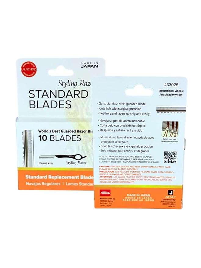 Styling Razor Standard Blades, 10 count -pack of 3, 30 Blades total - The Sharpest & Safest Guarded Blades for Professional Haircutting