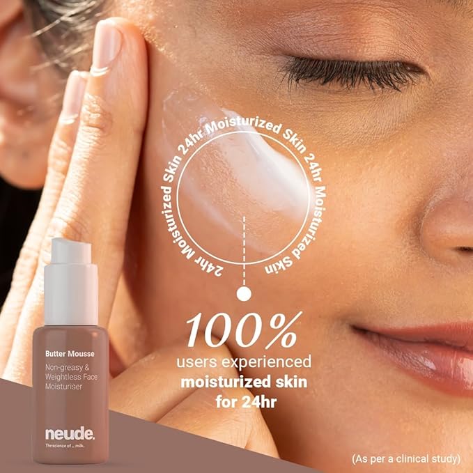 Neude Butter Mousse Face Moisturizer For Men & Women With Ghee & Rose Water, Daily Antioxidant-Rich Lightweight Hydration For All Skin Types, Deeply Hydrates Dry Skin, 50Ml