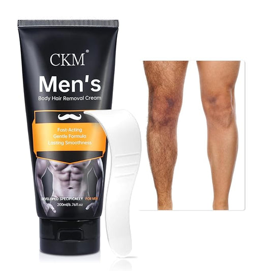 CKM Hair Removal Cream for Men, Depilatory Cream for Unwanted Male Hair, Painless Hair Removal Gel Suitable for All Skin Types, Made for Men, 6.76 FL OZ w/Spatula