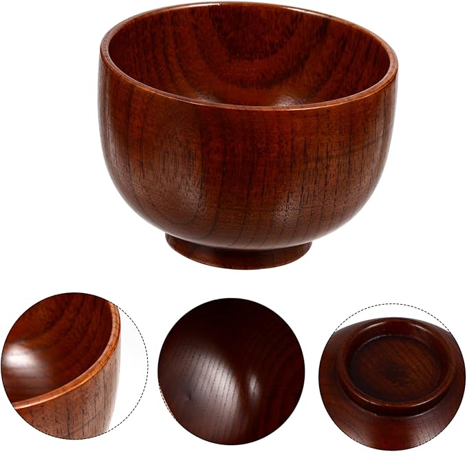 FRCOLOR Thick Wooden Shaving Soap Bowl with Smooth Polished Surface Shave Mug for Men Classic Lather Cup Easy Foam Stirring Portable and Stylish