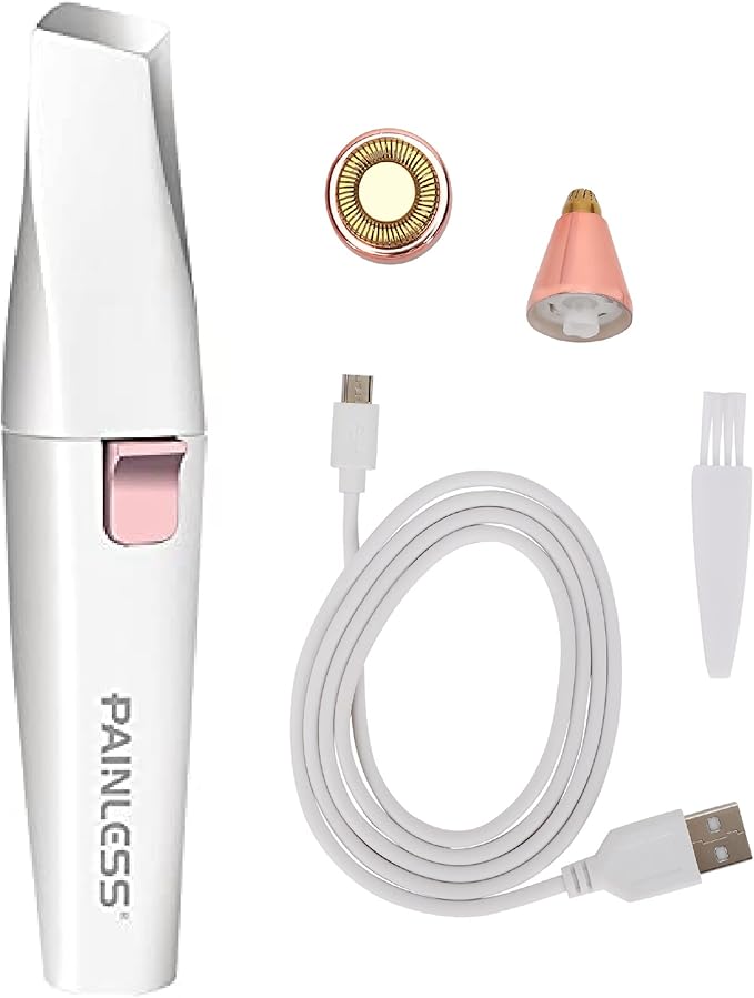 Eyebrow Facial Hair Remover for Women: Rechargeable 2 in 1 Face Shavers and Eyebrow Trimmer - Painless Electric Hair Removal Device for Face Eyebrows Lips Peach Fuzz with Light