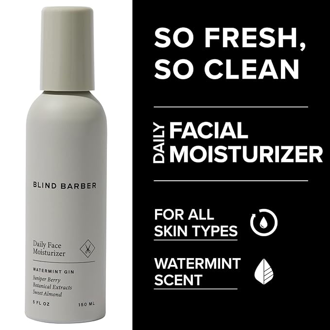 Blind Barber Daily Face Moisturizer - Daily Face Cream & Aftershave Lotion for Dry Skin - Skincare for Men - Good for All Skin Types (5oz / 150ml)