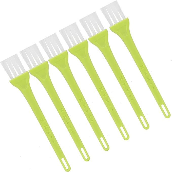 WNSC Electric Shaver Cleaning Brushes, 6pcs, Green Handle, White Nylon Bristles, PP Material, Ergonomic Long Handle, Hanging Hole Design