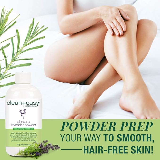 Clean + Easy Absorb Lavender Powder Pre Waxing Treatment | Moisture Absorbent Powder for Hair Removal, 3.5 oz