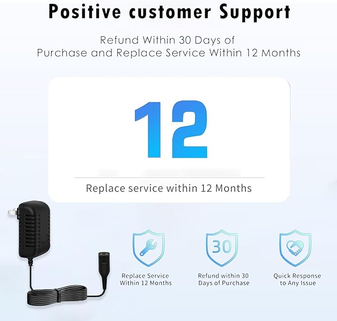 12V Charger for Braun Series s3 s5 s6 s7 s8 s9 Shaver, Charger Cord Wall Power Adaptor Replacement Compatible with Braun Beard Trimmer Electric Razor 5544 Z20 5513 310s 3040s