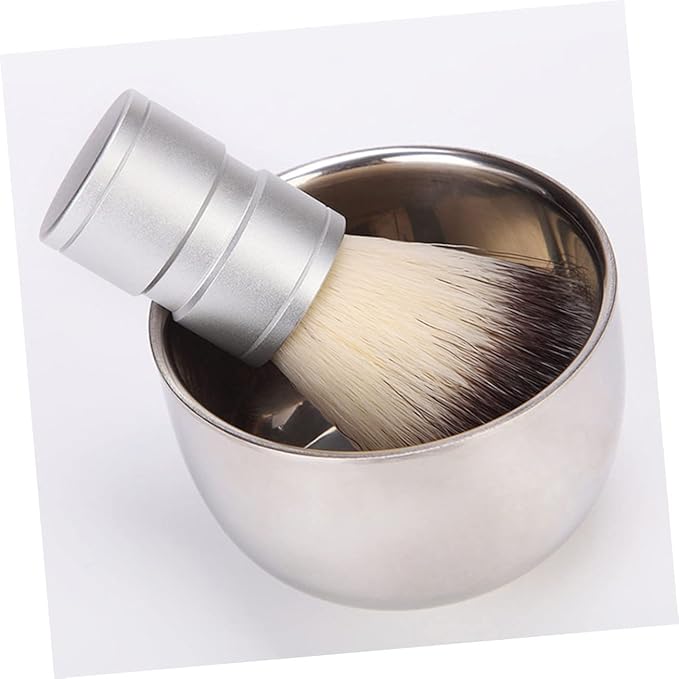 2pcs Travel-friendly Shaving Soap Bowl Men's Stainless Steel Shaving Mug Foaming Function