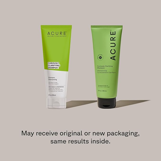 Acure Curiously Clarifying Shampoo - Cleansing & Clarifying Shampoo for Women & Men, Scalp Detox for Product Buildup, Deep Clean for Oily Hair, Detoxify, Remove Build Up, Sulfate Free, Vegan - 8 fl oz