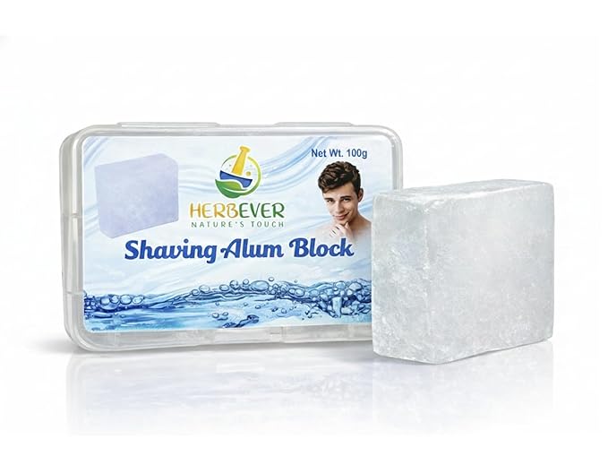 Aftershave Alum Block – Natural Unscented Shaving Stone for Men, Post-Shave Care for Sensitive Skin, Travel-Friendly with Durable Plastic Case & Hanging Option (100 g / 3.5 oz)
