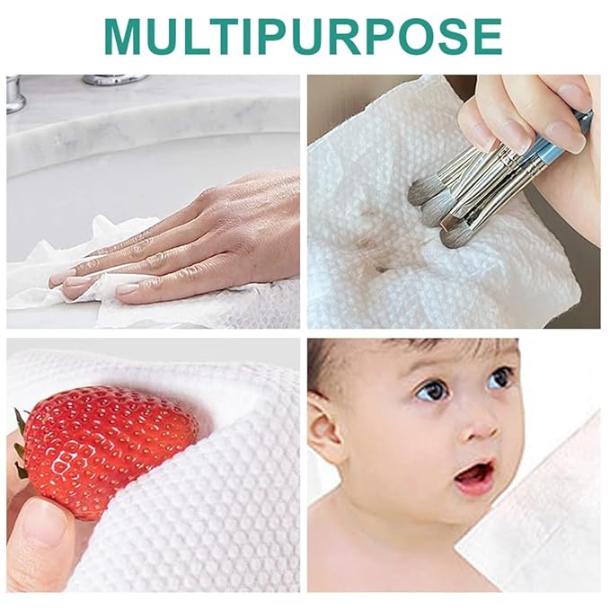 Disposable Face Towels XL Ultra Soft & Thick Clean Towelettes Biodegradable Makeup Remover Dry Wipes 50 Count Facial Tissue Wipe Wash Cloths for Sensitive Skin