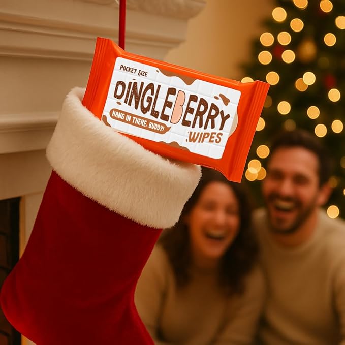 Dingleberry Wipes Pocket Size Novelty Moist Towelettes for Teen Boys Mens Stocking Stuffers Funny Poop Humor Gifts Present Unscented
