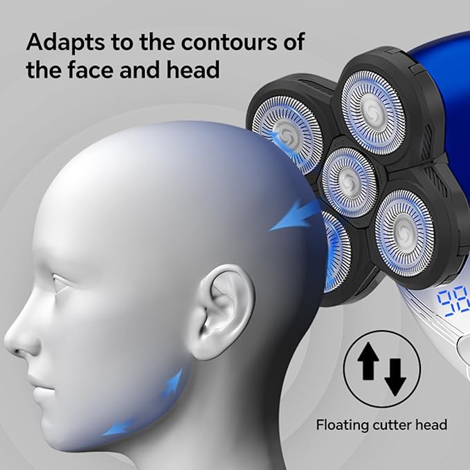 Head Shaver for Bald Men - Electric Rotary Razor Rechargeable - Waterproof 5D Bald Head Shavers 9500 RPM High Speed Fast Shaving Beard Trimmer Type-C Charge for Scalp Face Beard Close Shave