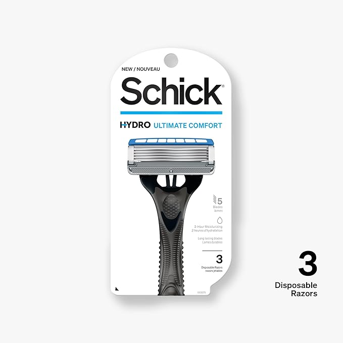 Schick Hydro 5 Disposable Razor for Men with Hydrating Gel Reservoir, 3 Count (Pack of 1)