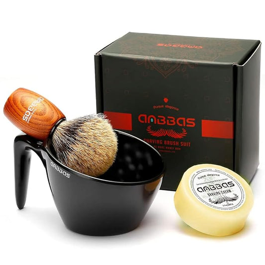 Anbbas Badger Hair Shaving Brush with 100g Shaving Soap Refill and Upgrade Lathering Way-POP Mug A5 Melamine,Foaming Set for Men Wet Shave,Women Girls Hair Removal