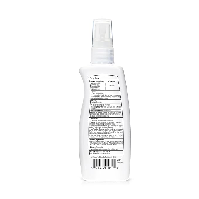 BU SPF 50 Sunscreen Spray for Face and Body, Fragrance Free, Clear Non Aeorsol, Non Greasy and Water Resistant (2-pack)