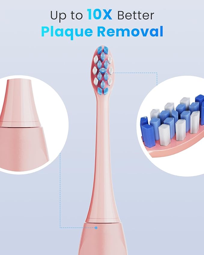 Onlyone Replacement Toothbrush Heads, Compatible with Philips Sonicare Click-on Handles, and AquaSonic Electric Toothbrush, Soft Electric Toothbrush Heads Refills, Pink, 8 Pack