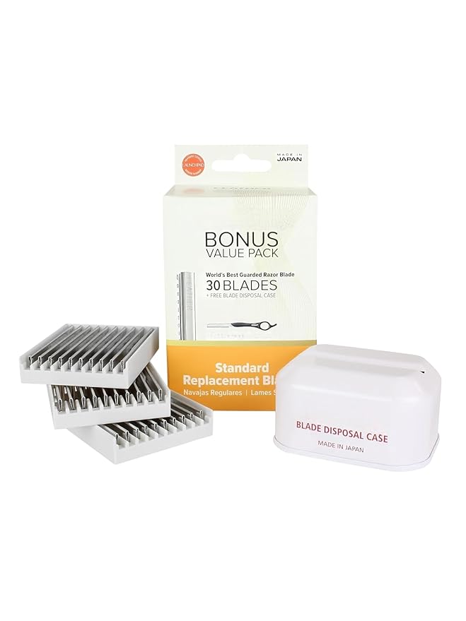 Styling Razor Standard Blades 30 Counts +1 Blade Disposal Case - Bonus Value Pack - Professional Hair Cutting Blades