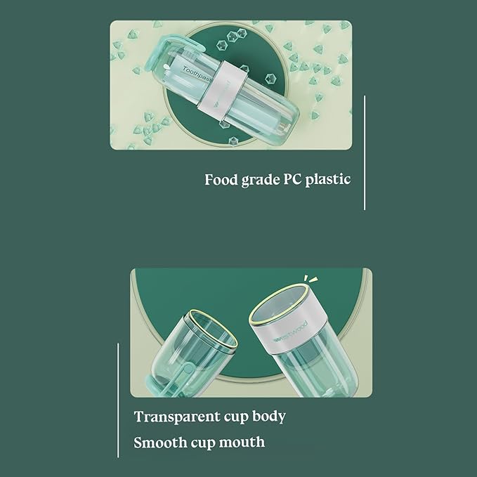 Luxury Transparent Blue Toothbrush Travel Case, Portable Travel Toothbrush & Toothpaste Holder Cover Organizer Container with Mouthwash Cup for Camping, Business Trips, Bathroom Storage