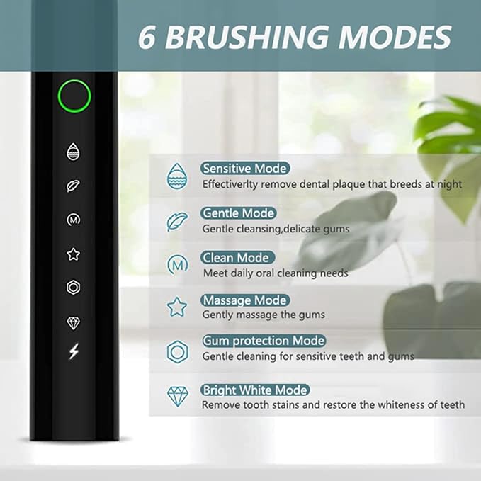 Electric Toothbrush with 4 Brush Heads 6 Modes Smart Timers IPX7 Waterproof USB Rechargeable 42000VPM Adults Toothbrush Set Travel Toothbrush Rechargeable Portable 4 Brush Heads Pink