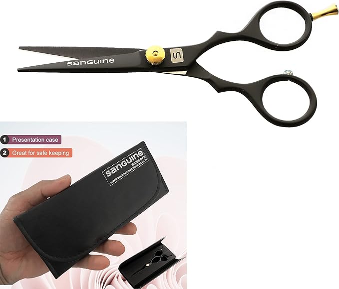 Professional Mustache Scissors, Beard Trimming Scissors, Japanese Moustache Scissors - Extremely Sharp - 5" (13cm) + Presentation Case, Comb and Tip Protector