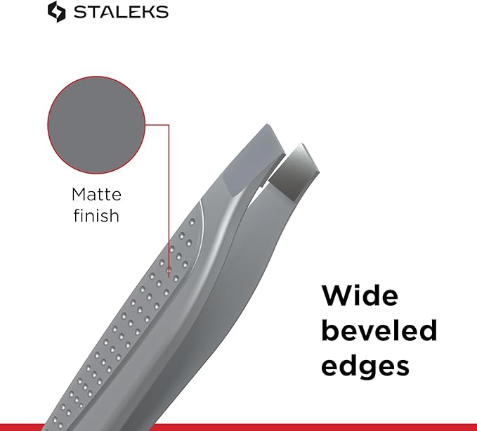 Staleks CLASSIC 15 Eyebrow Tweezers – Wide Beveled Tips – Stainless Steel Tweezers – For Thick Eyebrows Shaping – Home Use
