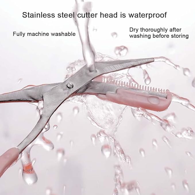 2-Pack Eyebrow Razor Set for Women and Men Professional Eyebrow Scissors with Comb, Pink, Stainless Steel Detachable Design for Easy Cleaning