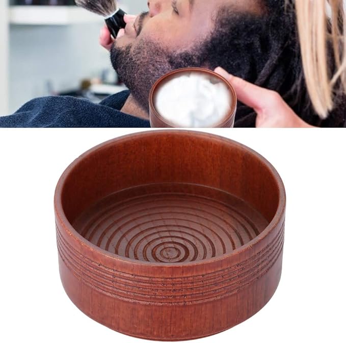 ZJchao Oak Shaving Soap Bowl, Wooden Shaving Soap Bowl Cup Mug Tool for Man Shaver Cleansing Foam Round with The Aim of to Deliver The Best Shave of Your Life and Convenient