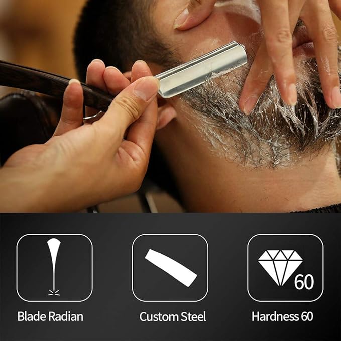 Straight Razor Shaving Kit Gold Dollar Acrylic Handle Retro Shaving For Men & Barber Shaving Ready Without Stabilizer