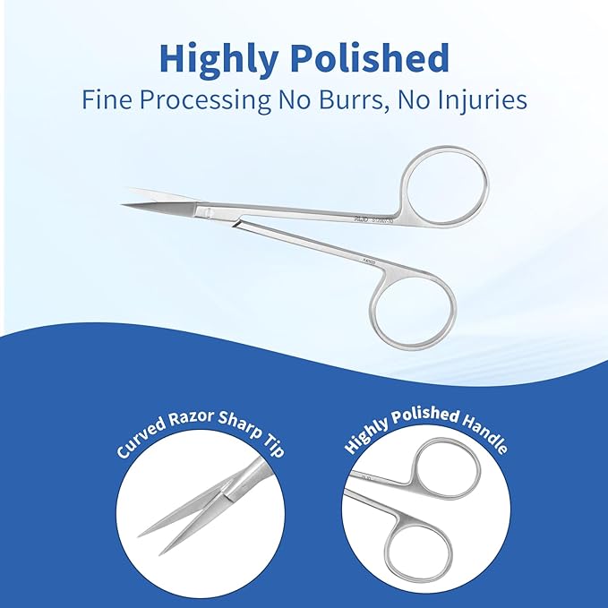 RWD IRIS-Fine Micro Scissors, 4.1 Inch Sharp Tip Straight Iris Medical Scissors, Martensitic Stainless Steel Surgical Scissor, Precision Cutting for Surgical, Dental & Lab, S12007-10
