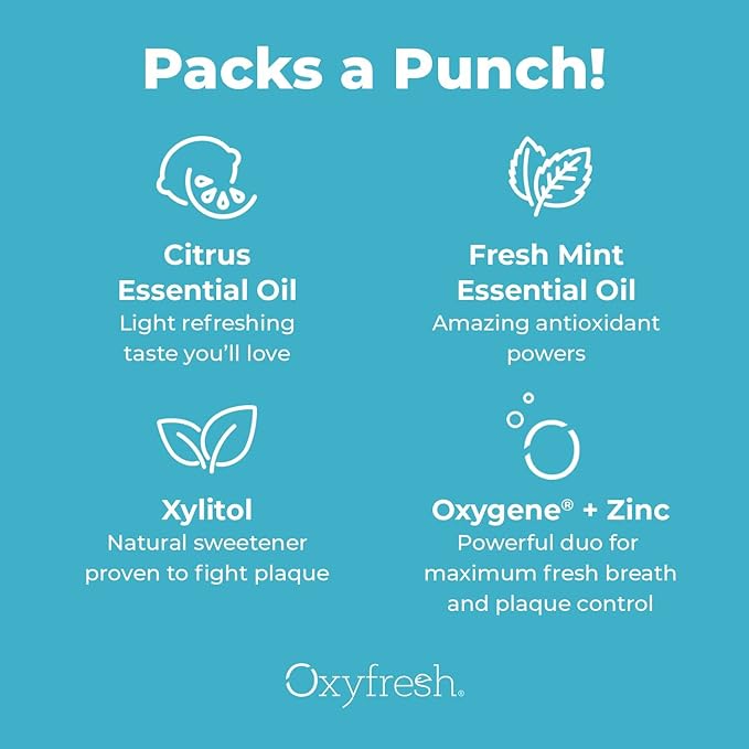 Oxyfresh Maximum Fresh Breath Lemon Mint Toothpaste - Clean Teeth & Fresh Breath - Natural Essential Oils & Natural Xylitol to Help Fight Tartar - SLS & Fluoride Free - 5 oz (Pack of 3)