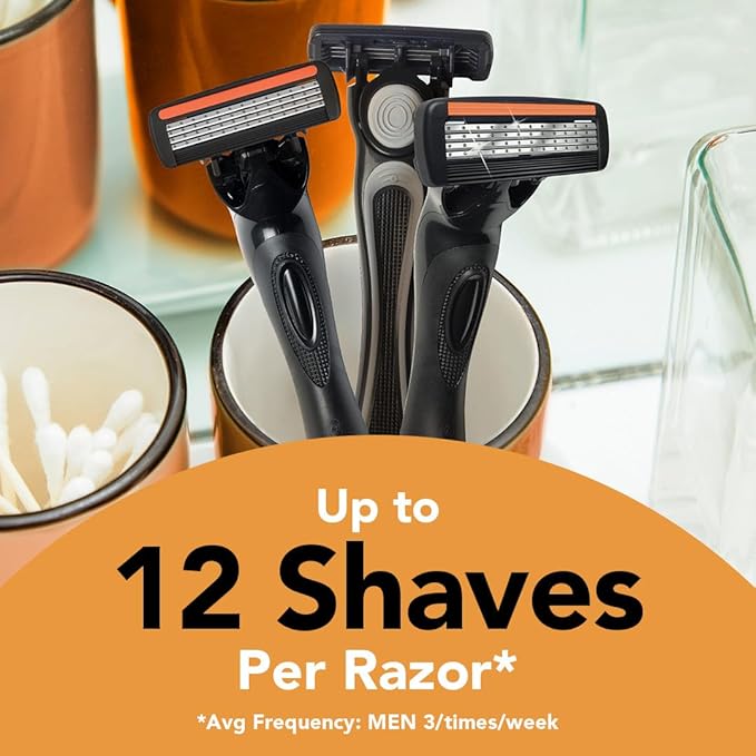 BIC Flex 4 Refillable Razors for Men, Long-Lasting 4 Blade Razor Refills for Sensitive Skin, 10 Razor Cartridges