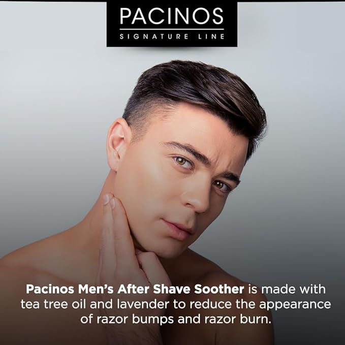 Pacinos After Shave Soother for Men - Moisturizes the Skin and Helps to Prevent Razor Bumps and Ingrown Hairs - With Soothing Lavender and Tea Tree Oil - Helps to Calm Irritating Razor Burn - 2 oz