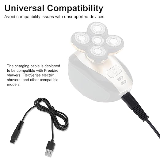 2pcs Shaver Charger Cords Replacements for Freebird, 98cm/3.2ft Durable Razor Charger Cord Replacements Compatible with Freebird & FlexSeries Head Shavers (Black)