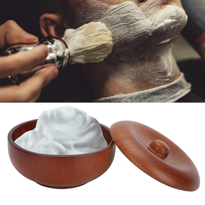 Wooden Shaving Brush Bowl Barber Tool for Organizing Shaving Accessories, Made of Durably Rubber Wood, Lightweight and to, Ideal for Creating Rich