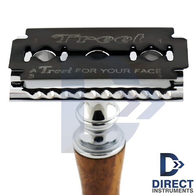 Professional Double Edge Safety Razor Wooden Handle Open Comb Men Shaving Clean-Shave Blades Male Grooming
