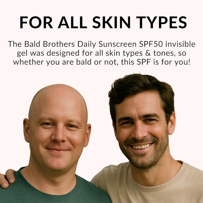 Bald Head Care for Men | Everyday Face & Scalp Care | Matte, No Grease, Vegan | Daily Scalp Sunscreen Fragrance Free - SPF 50+