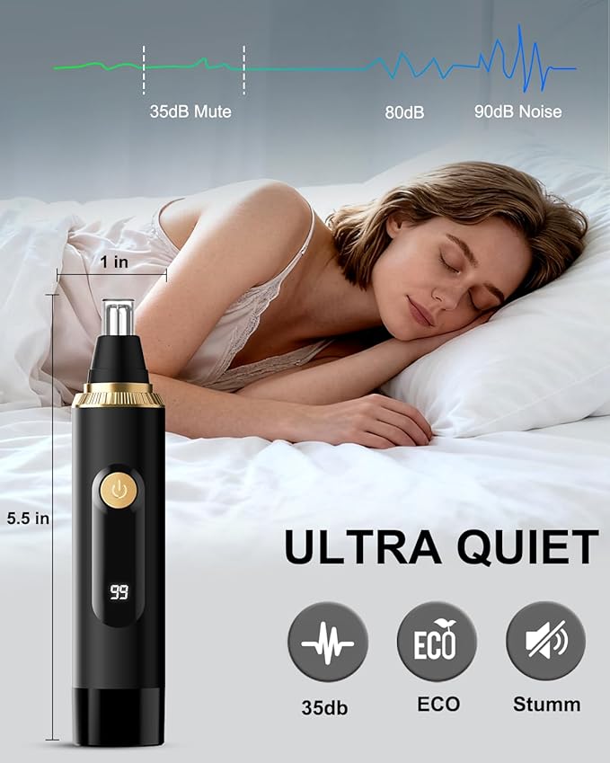 Nose Hair Trimmer for Men and Women,2025 Professional Painless IPX7 Waterproof Eyebrow & Facial Hair Trimmer,USB Rechargeable with LED Display Dual-Edge Blades for Smoother Cutting,Christmas Gifts