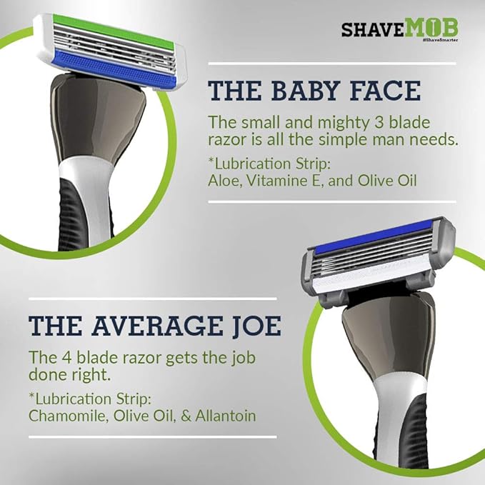 ShaveMOB 6-Blade Men's Razor Kit (Flex Head Handle with 4 Refills) (No Trimmer) - The Caveman Shaving Kit