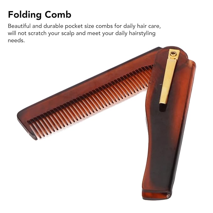 10 Pcs Folding Comb,Folding Pocket Comb Fine Tooth Comb Pocket Beard Comb Handmade Folding Pocket Comb for Styling Hair Mustache Beard
