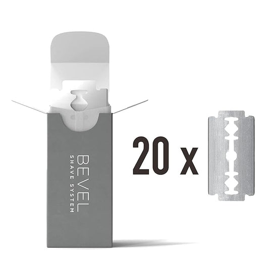 Bevel Safety Razor Replacement Blades 20 Pack, Double Edge Safety Razor for Men Blades to Prevent Razor Bumps and Skin Irritation, Single Blade Razor Refills (Packaging May Vary)