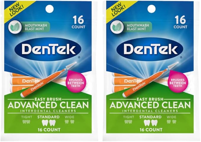 DenTek Easy Brush Interdental Cleaners, Standard, 16 Count, (Pack of 2)